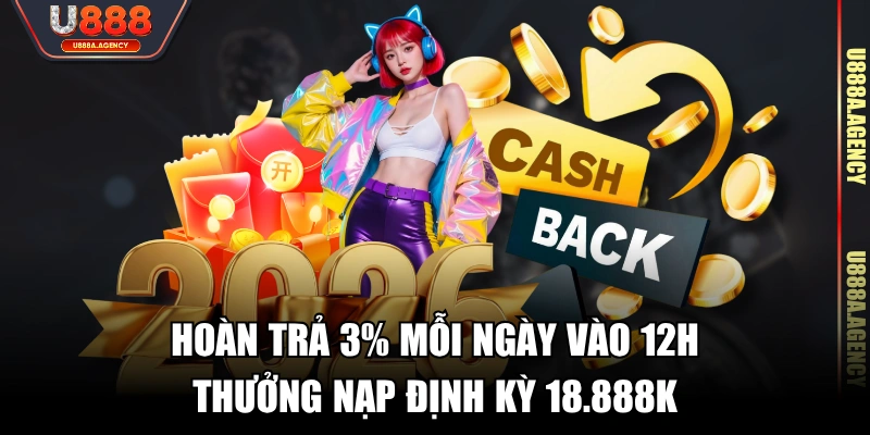 Hoàn trả 3% mỗi ngày vào 12h, thưởng nạp định kỳ 18.888K