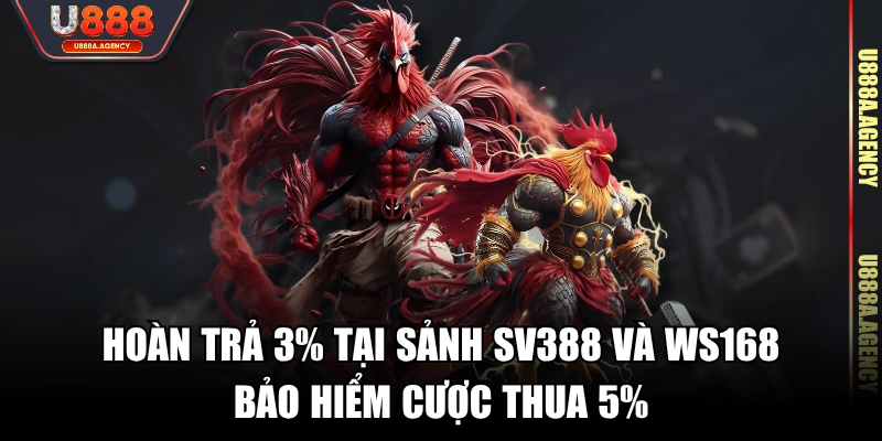 Hoàn trả 3% tại sảnh SV388 và WS168, bảo hiểm cược thua 5%