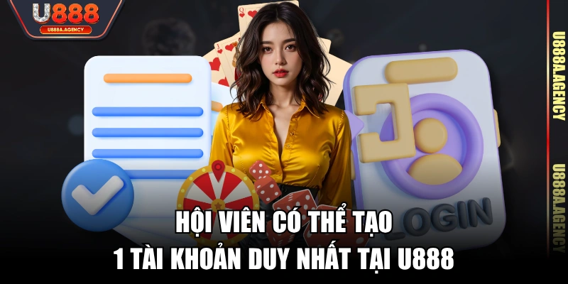 Hội viên có thể tạo 1 tài khoản duy nhất tại U888